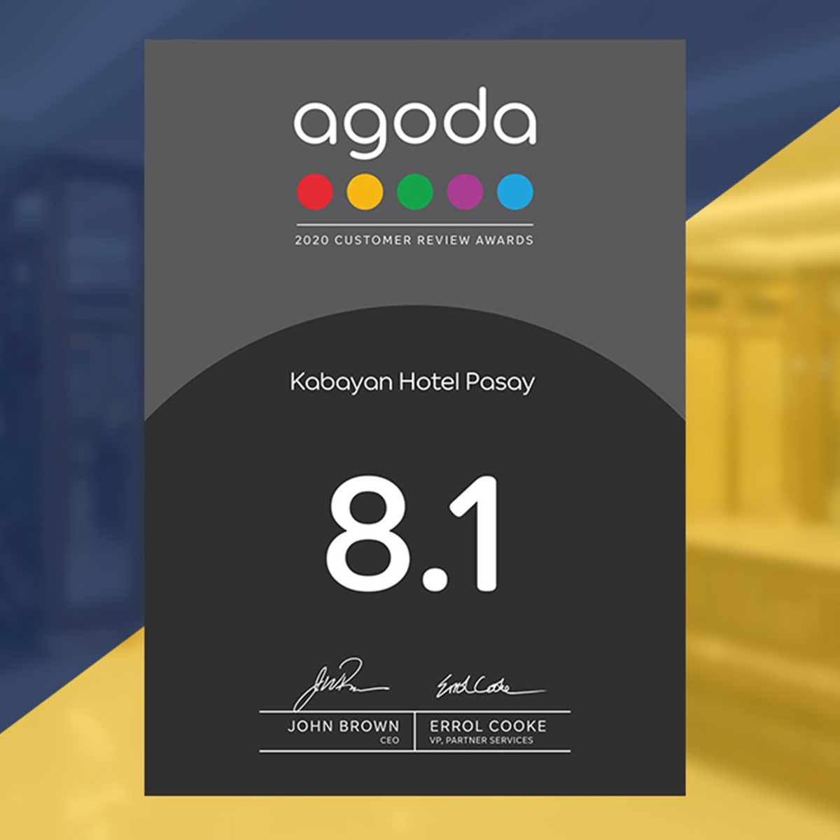 Kabayan Hotel Agoda 2020 Customer Review Awards